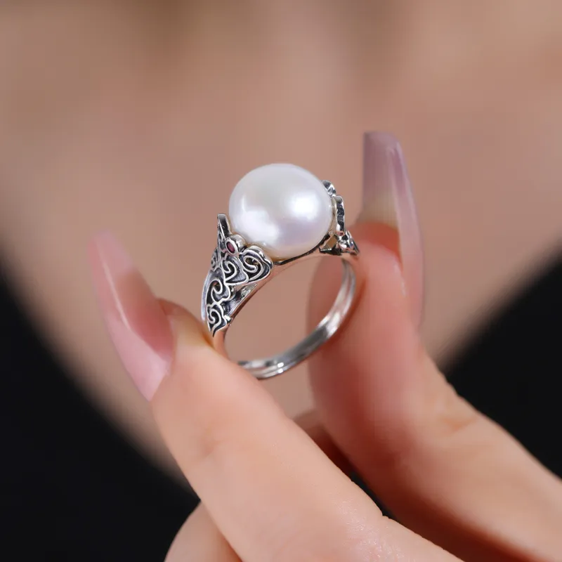 CHIC ZONE Pearl Rings Women's-4