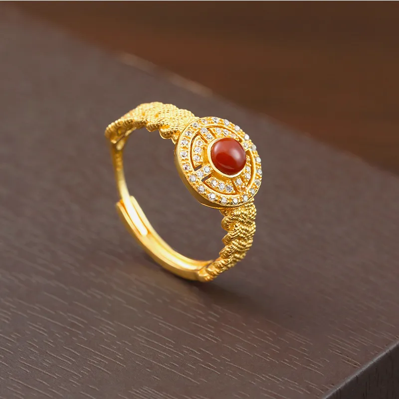 CHIC ZONE Agate Ring Finger Ring Women's-3