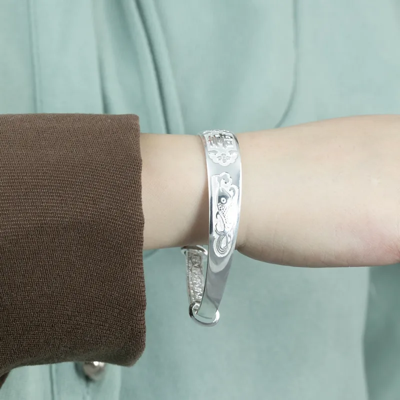 CHIC ZONE 999 Fine Silver Bangles Unisex-2
