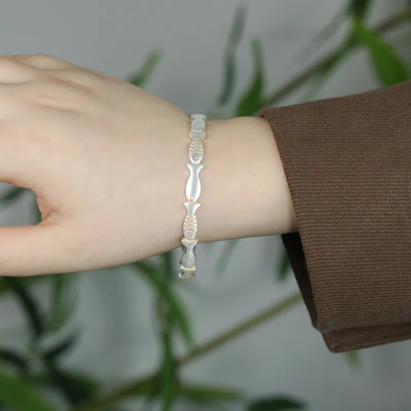 CHIC ZONE S999 Fine Silver Bangles Women's-3