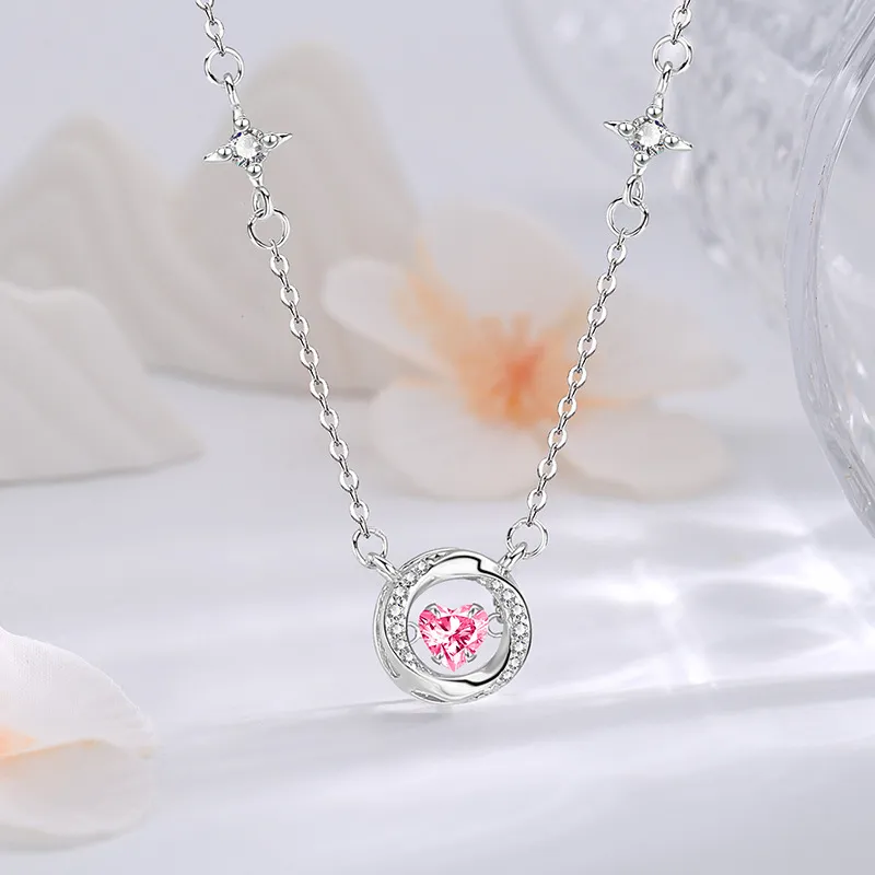 CHIC-ZONE Niche Light Luxury Dazzling Heart Classic And Versatile Collarbone Chain Necklaces Women's-5