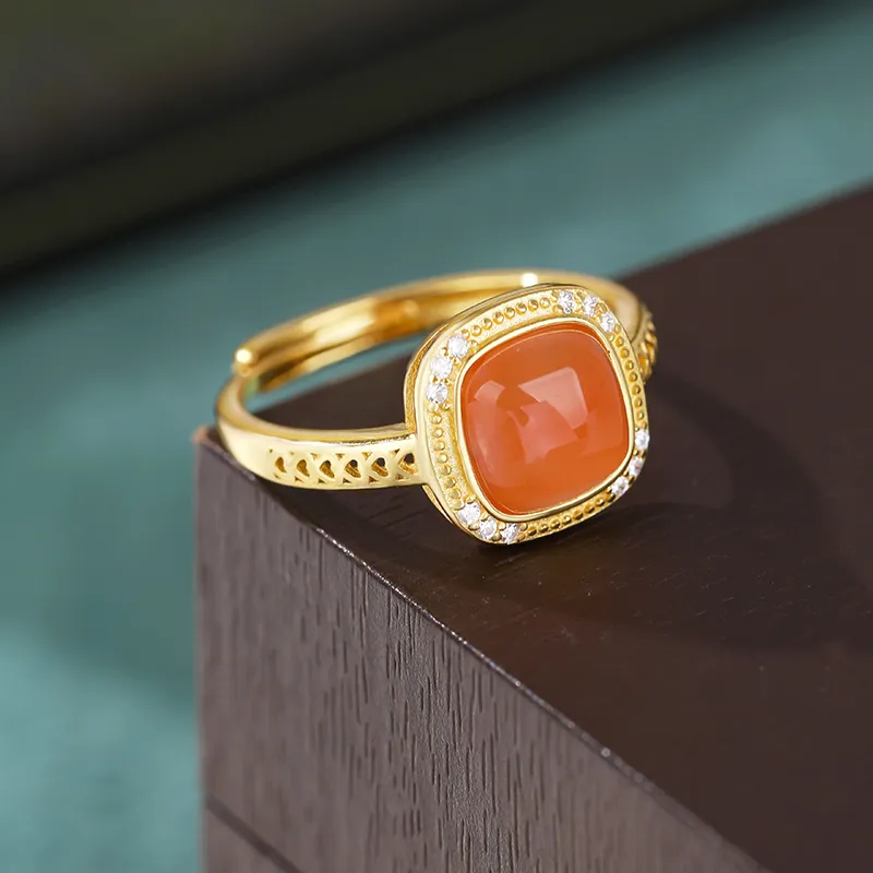CHIC ZONE Agate Jade Rings Women's-4