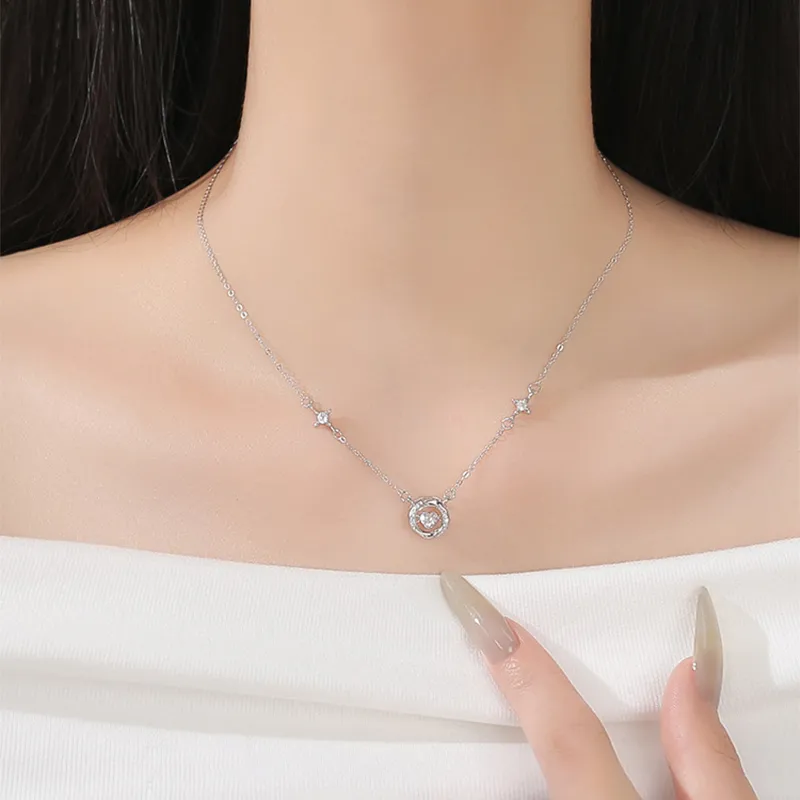 CHIC-ZONE Niche Light Luxury Dazzling Heart Classic And Versatile Collarbone Chain Necklaces Women's-2