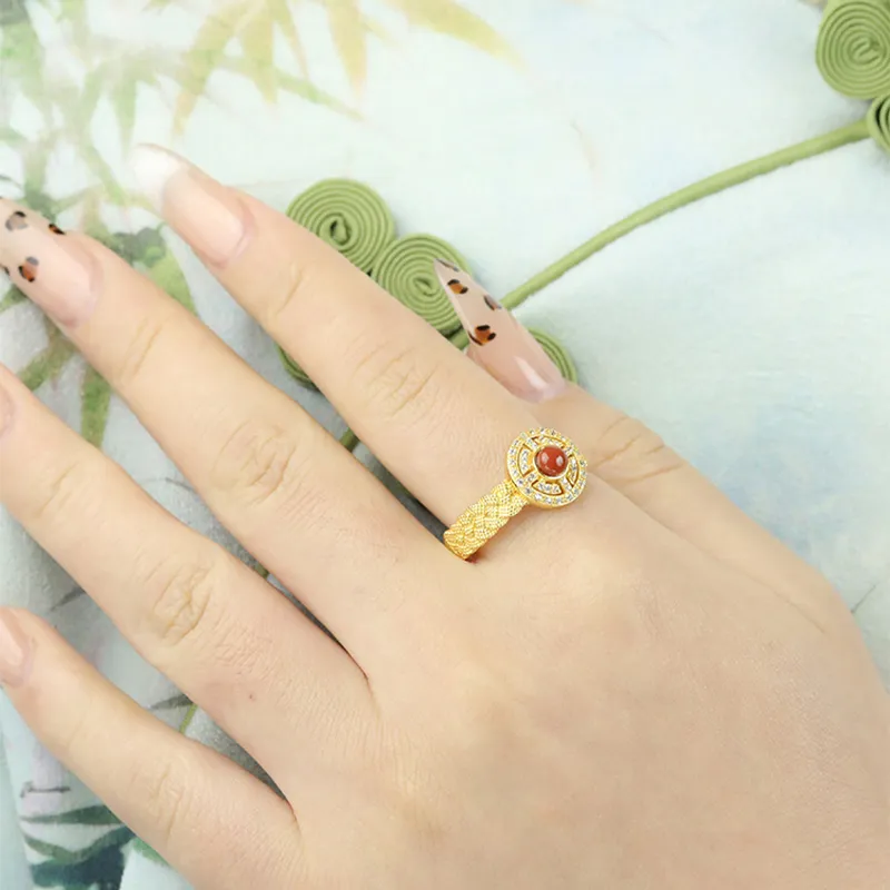 CHIC ZONE Agate Ring Finger Ring Women's-4
