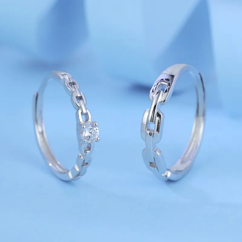 CHIC-ZONE Minimalist Style Romantic Intertwined Love Plain Band Rings Unisex-3