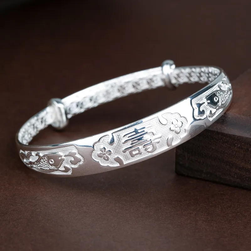 CHIC ZONE 999 Fine Silver Bangles Unisex-5