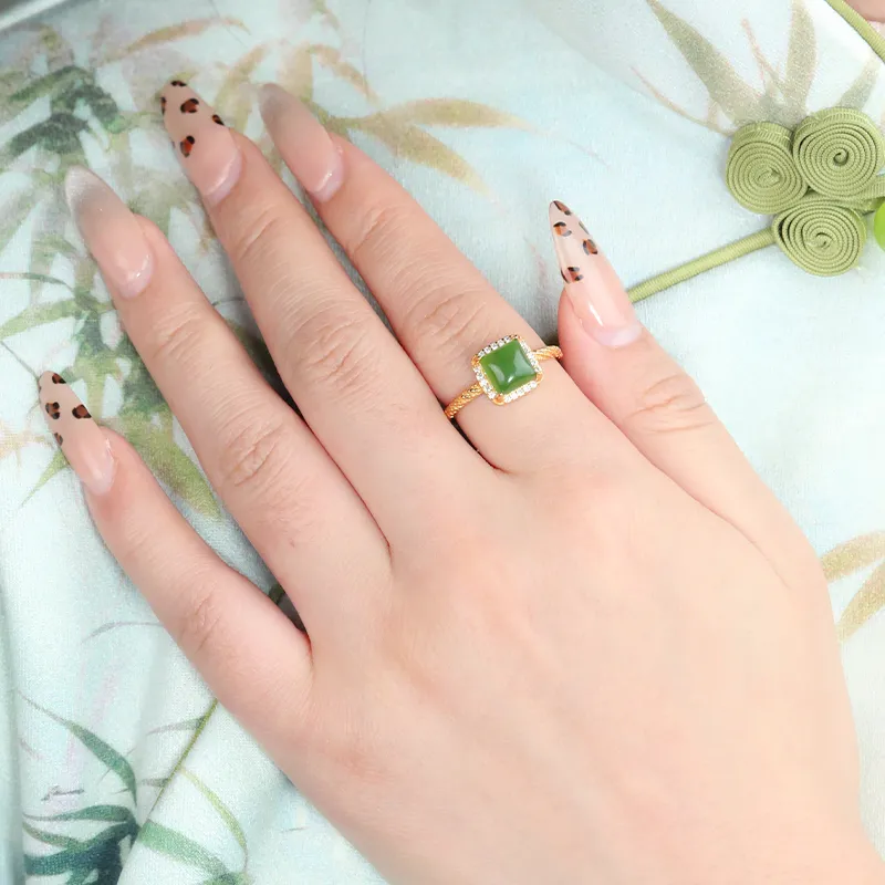 CHIC ZONE Hetian Jade Rings Jasper Women's-1