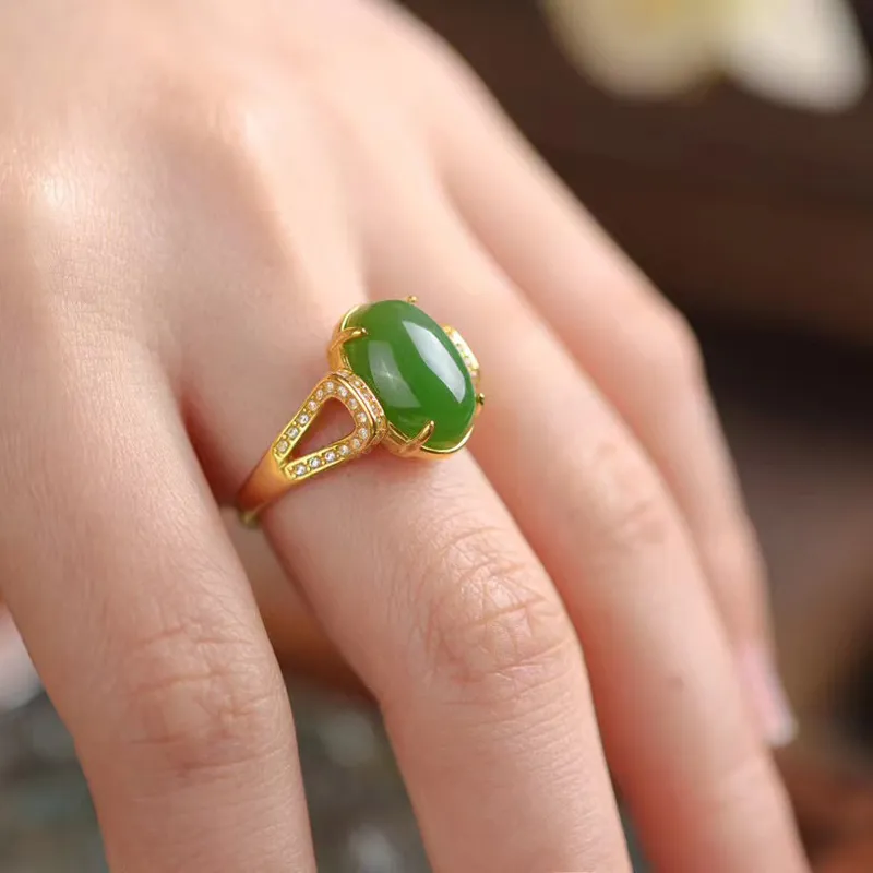 CHIC ZONE Hetian Jade Rings Jasper Women's-1