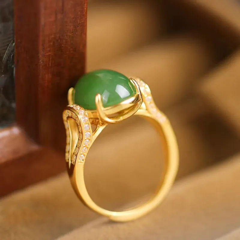 CHIC ZONE Hetian Jade Rings Jasper Women's-5