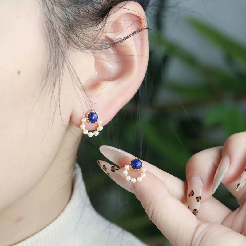 CHIC ZONE Lapis Lazuli Earrings Women's-2