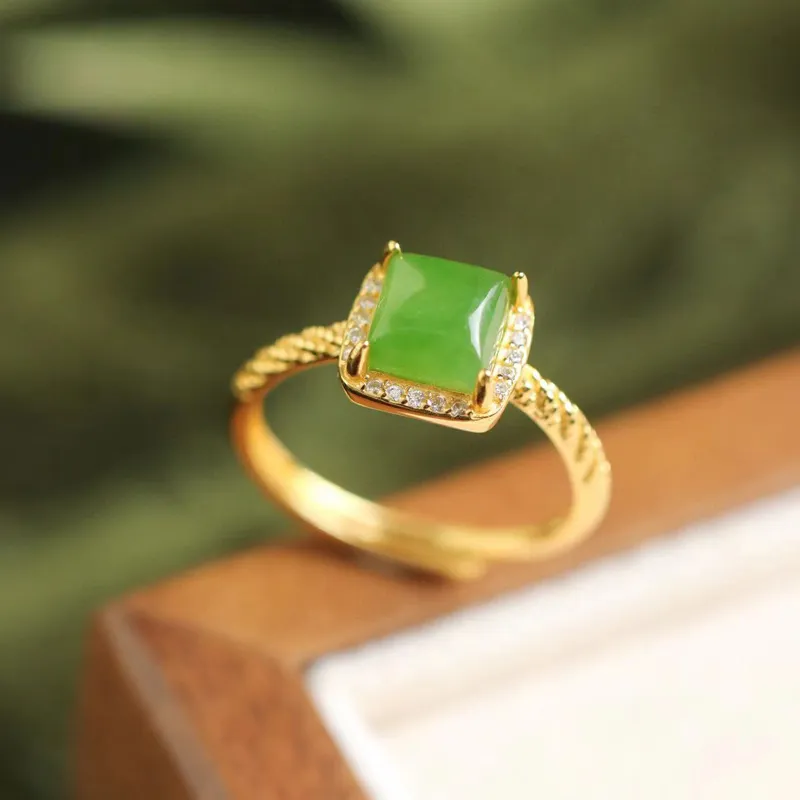CHIC ZONE Hetian Jade Rings Jasper Women's-4