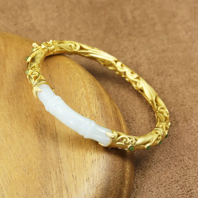 CHIC-ZONE Bangles Pale Greenish-White Jade Women's-4