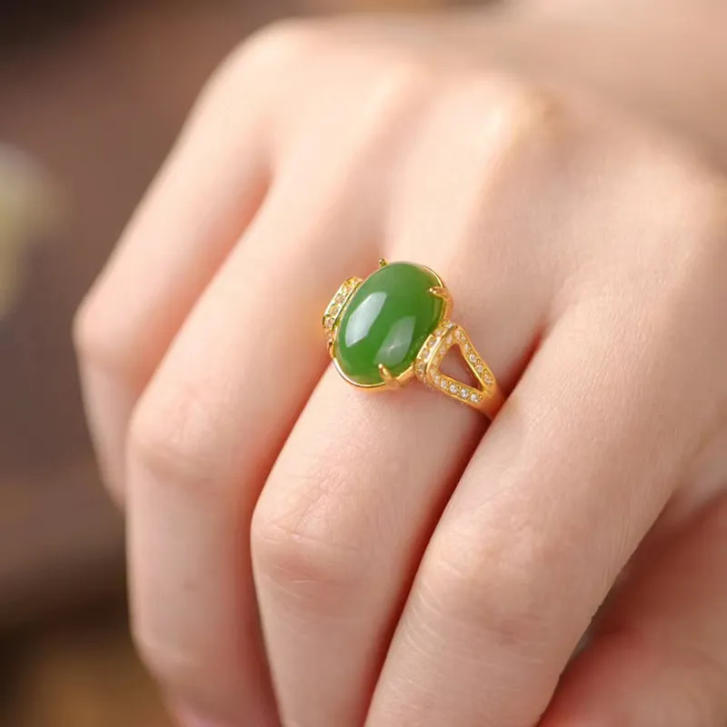 CHIC ZONE Hetian Jade Rings Jasper Women's-2
