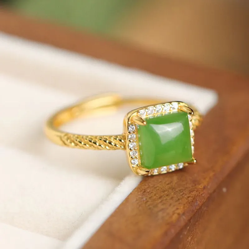 CHIC ZONE Hetian Jade Rings Jasper Women's-5