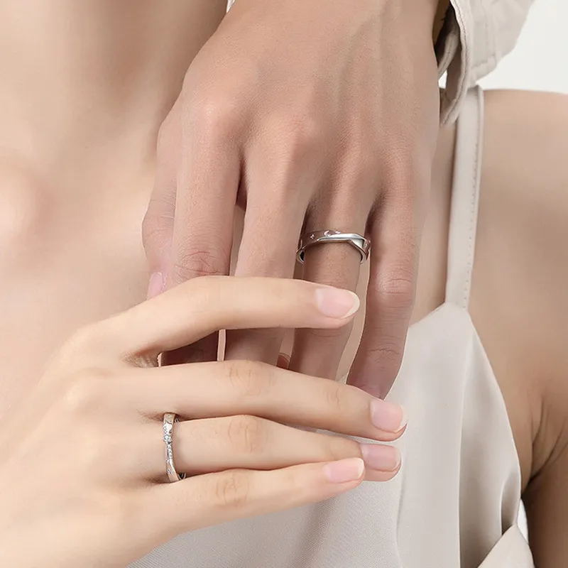 CHIC-ZONE 999 Fine Silver Zircon Rings Unisex-1