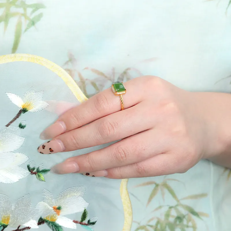 CHIC ZONE Hetian Jade Rings Jasper Women's-2