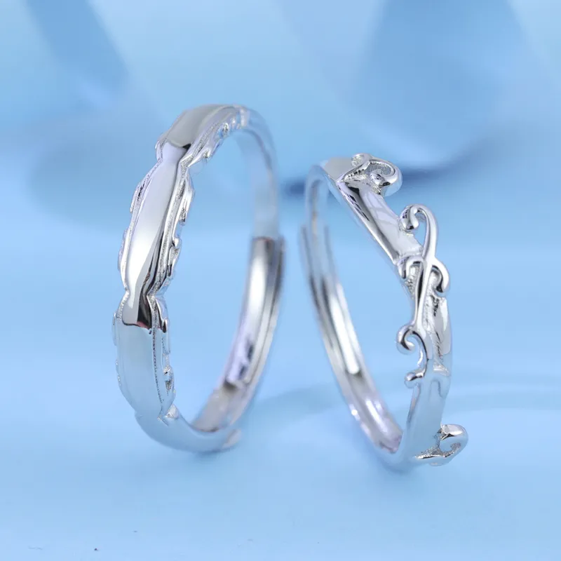 CHIC-ZONE Adjustable Opening 1 Pair Rings Unisex-5