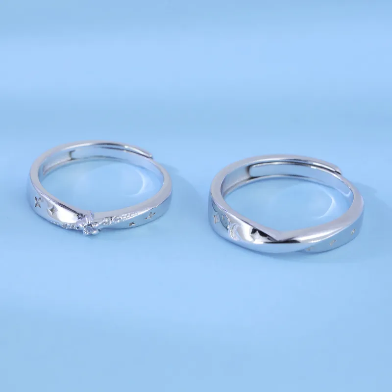 CHIC-ZONE 999 Fine Silver Zircon Rings Unisex-4