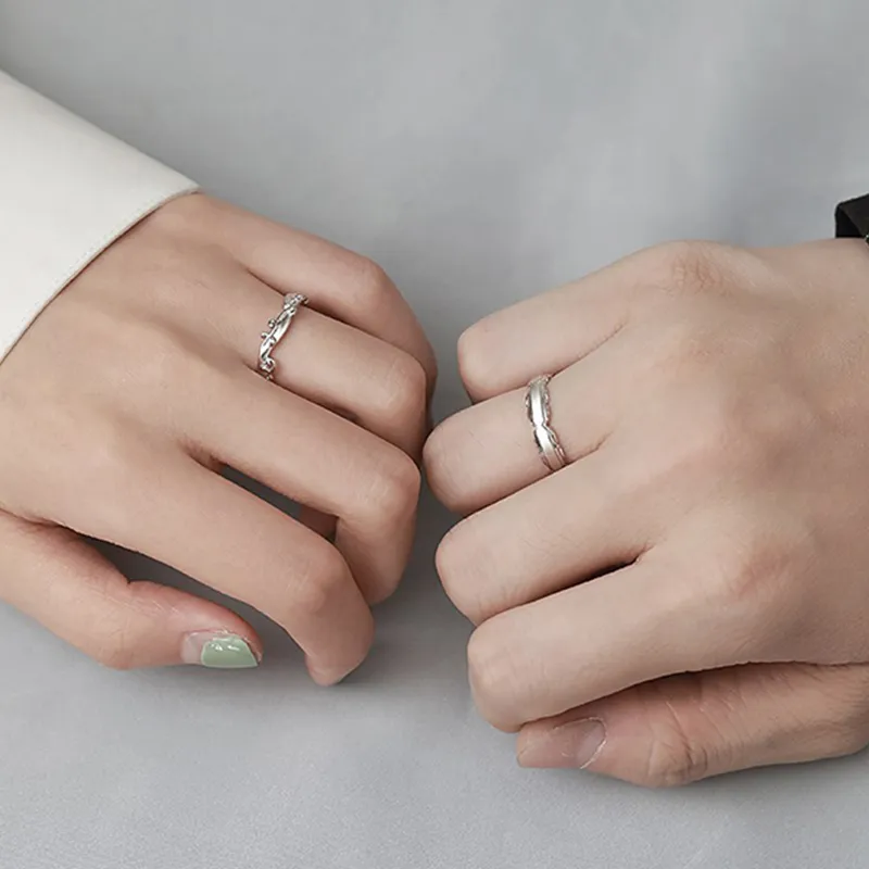 CHIC-ZONE Adjustable Opening 1 Pair Rings Unisex-2