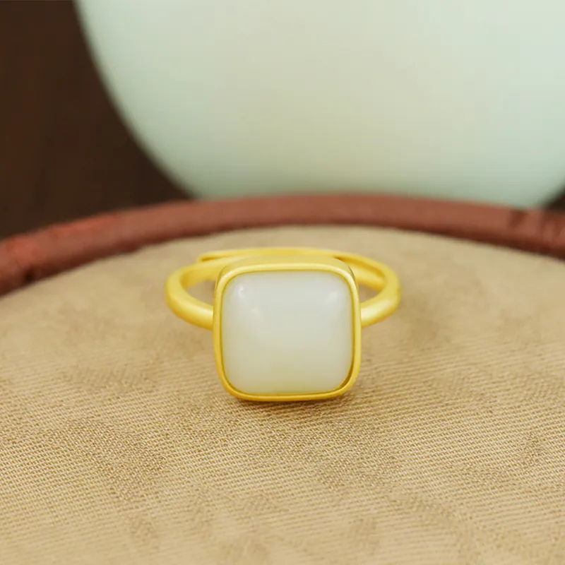 CHIC ZONE Rings Pale Greenish White Jade Women's-1