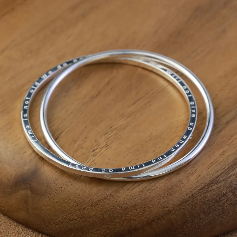 CHIC ZONE 999 Fine Silver Bangles Women's Silver-4