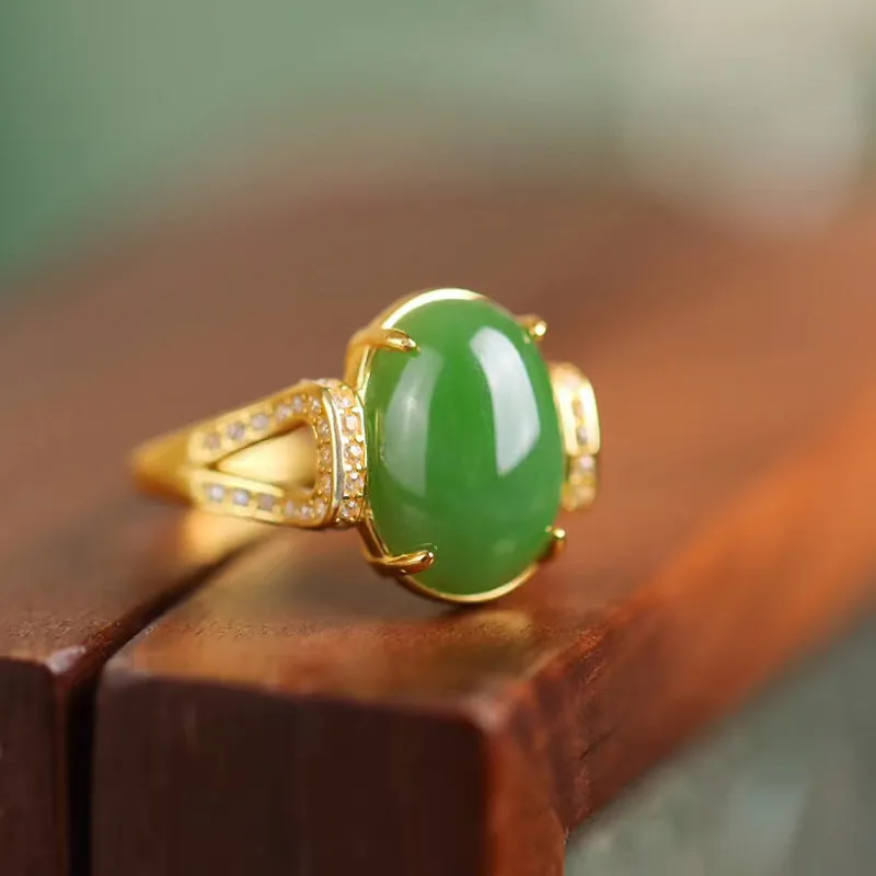 CHIC ZONE Hetian Jade Rings Jasper Women's-4