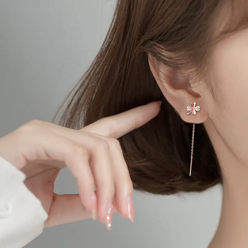 CHIC ZONE 925 Sterling Silver Zircon Drop Earrings Women's-1