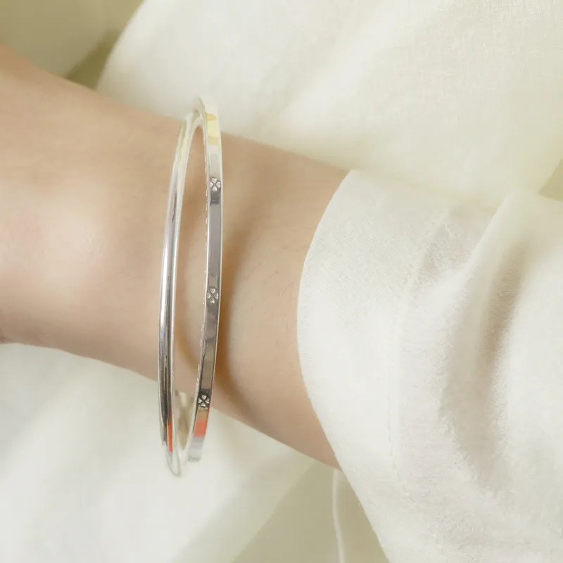 CHIC ZONE 999 Fine Silver Bangles Women's Silver-3