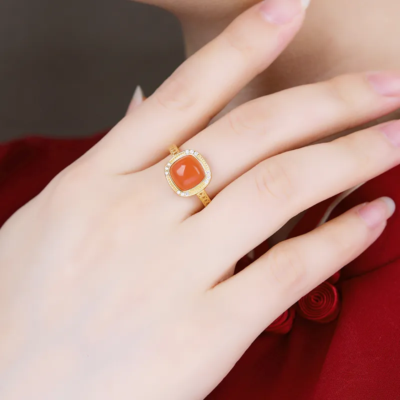 CHIC ZONE Agate Jade Rings Women's-2