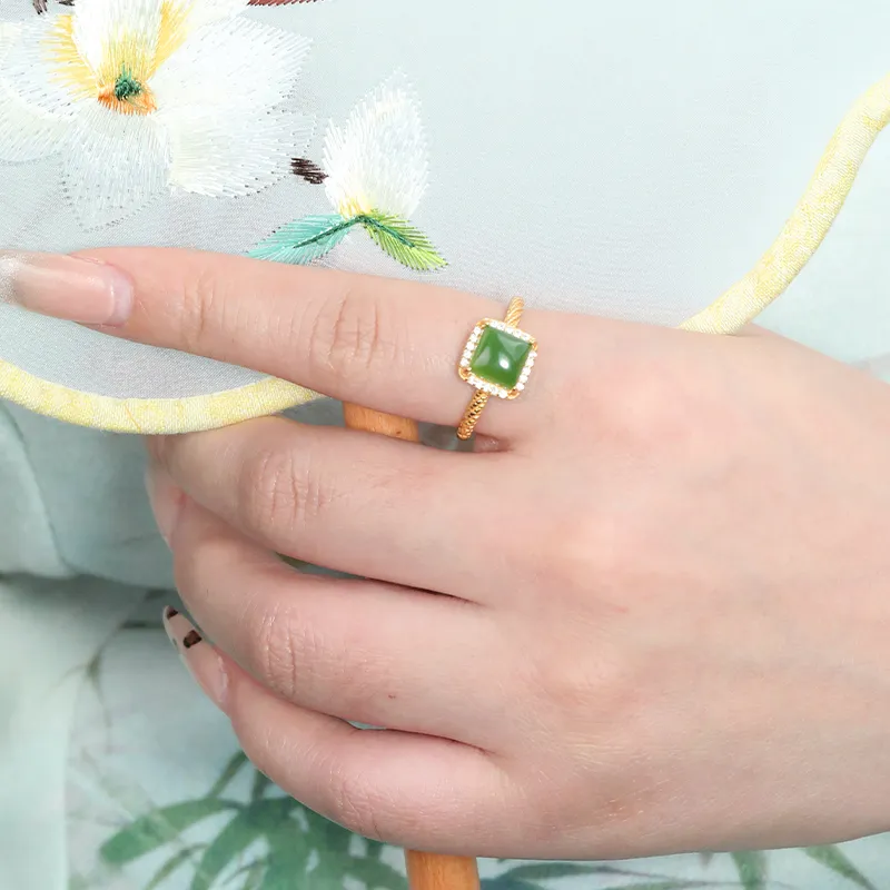 CHIC ZONE Hetian Jade Rings Jasper Women's-3