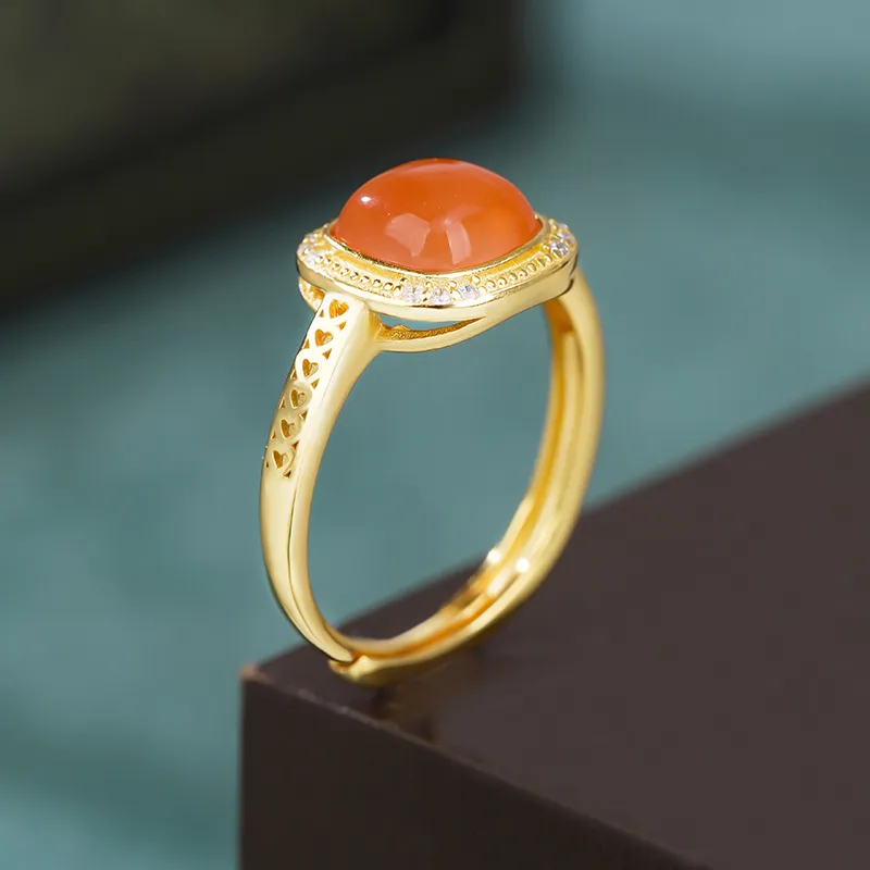 CHIC ZONE Agate Jade Rings Women's-3