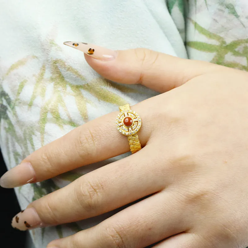 CHIC ZONE Agate Ring Finger Ring Women's-5