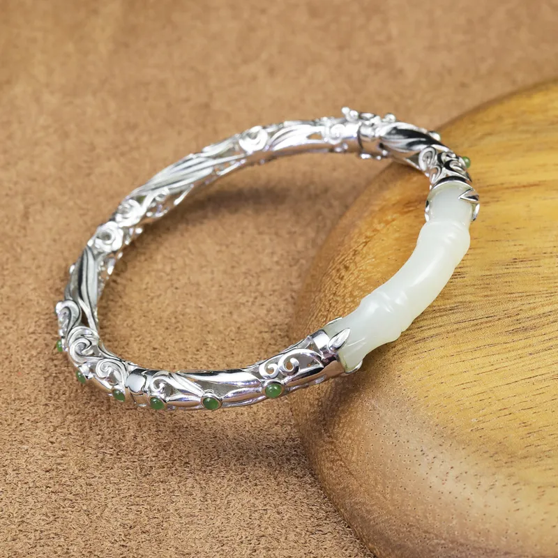 CHIC-ZONE Bangles Pale Greenish-White Jade Women's-9