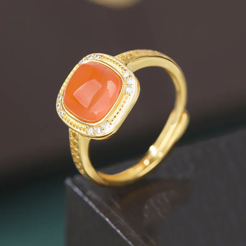 CHIC ZONE Agate Jade Rings Women's-5