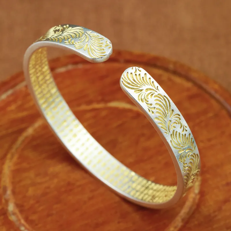 CHIC ZONE 999 Fine Silver Sterling Silver Bracelets Women's-5