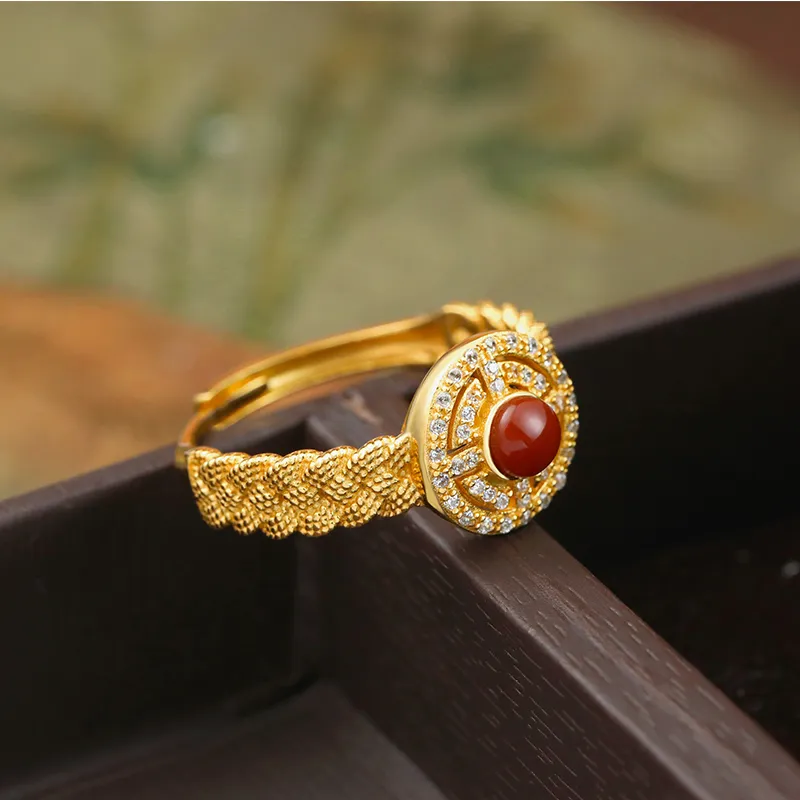CHIC ZONE Agate Ring Finger Ring Women's-2