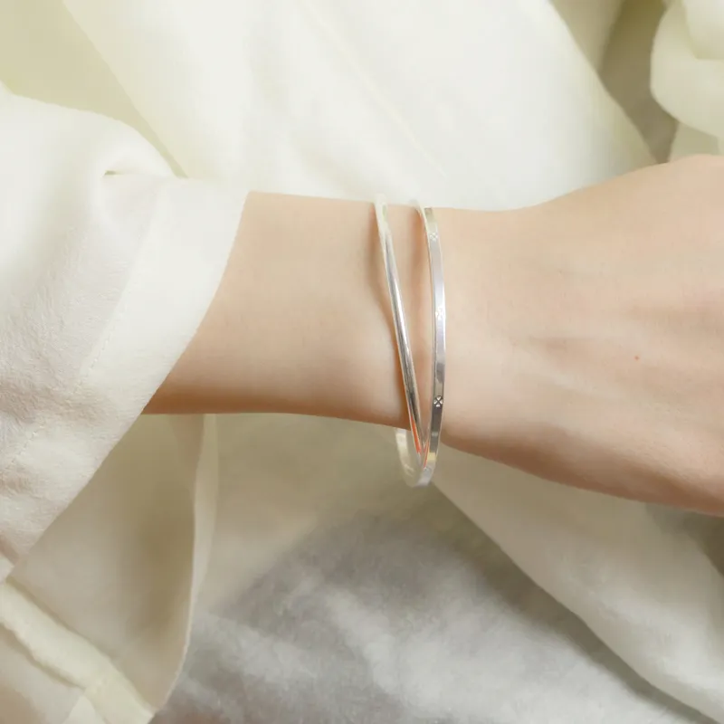 CHIC ZONE 999 Fine Silver Bangles Women's Silver-1