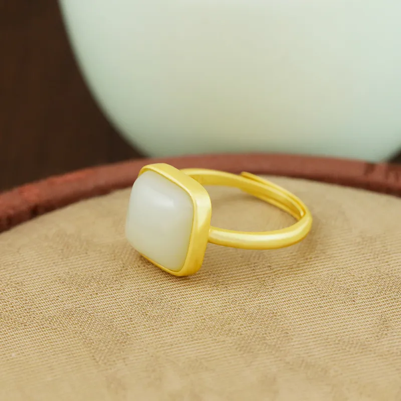 CHIC ZONE Rings Pale Greenish White Jade Women's-2