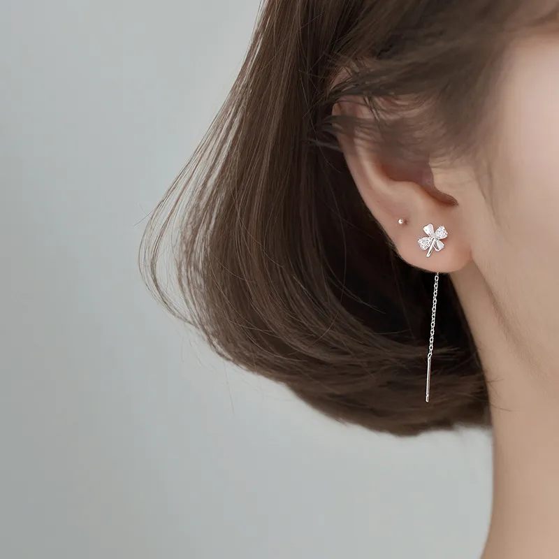 CHIC ZONE 925 Sterling Silver Zircon Drop Earrings Women's-3