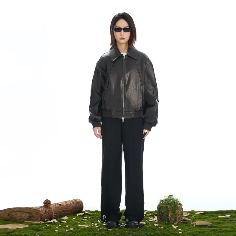 PMET Leather Jacket Unisex Black Brown-6