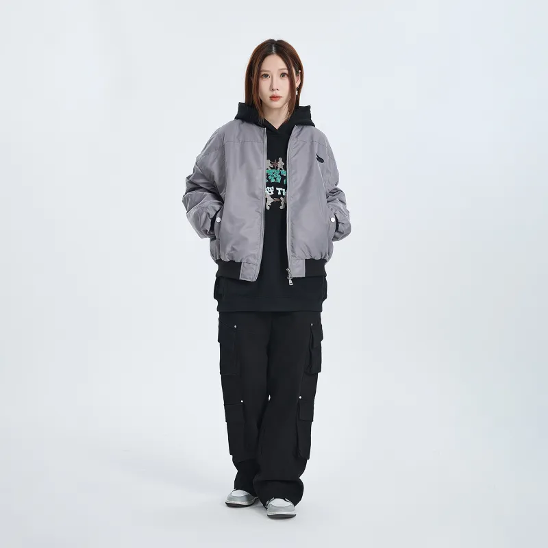 PMET Cleanfit Trendy Loose Fit Cropped Silhouette MA1 Flight Coat Unisex-3