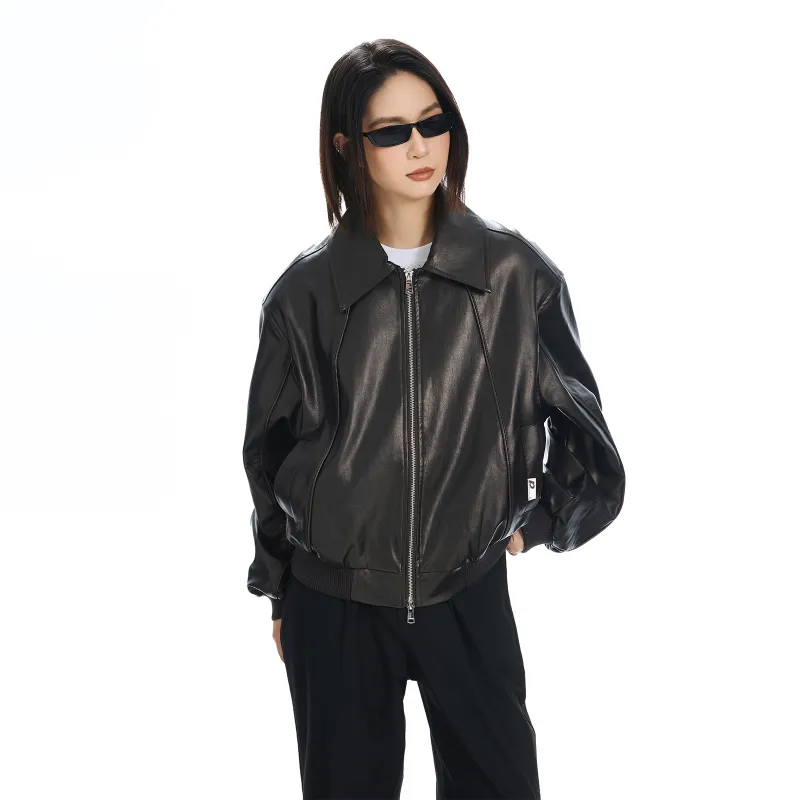 PMET Leather Jacket Unisex Black Brown-3