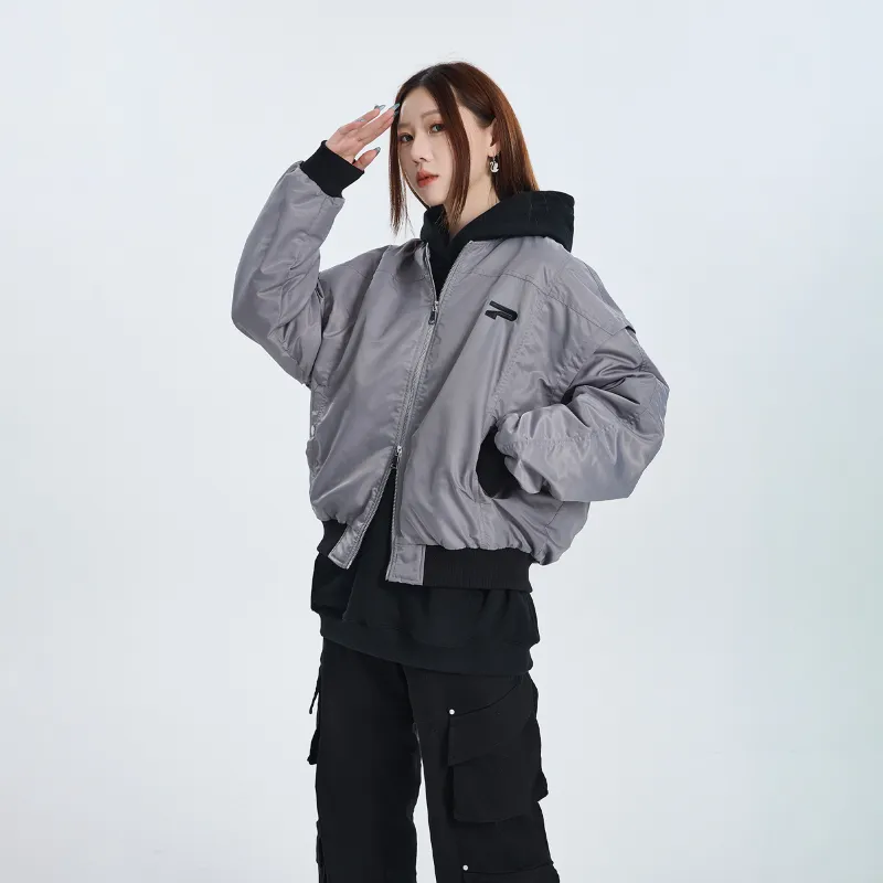 PMET Cleanfit Trendy Loose Fit Cropped Silhouette MA1 Flight Coat Unisex-2