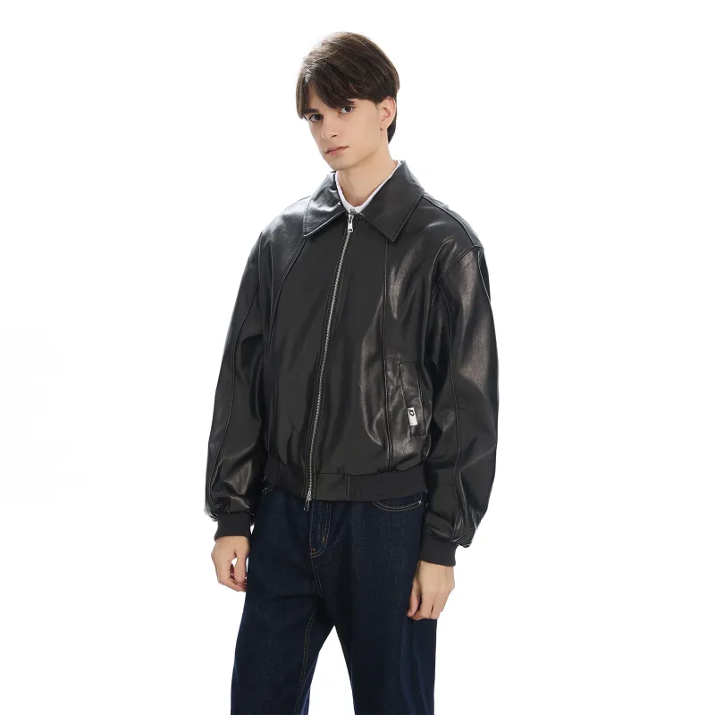 PMET Leather Jacket Unisex Black Brown-4