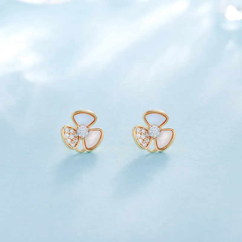 DOWER&HALL Gold Plated Copper Stud Earrings Women's-4