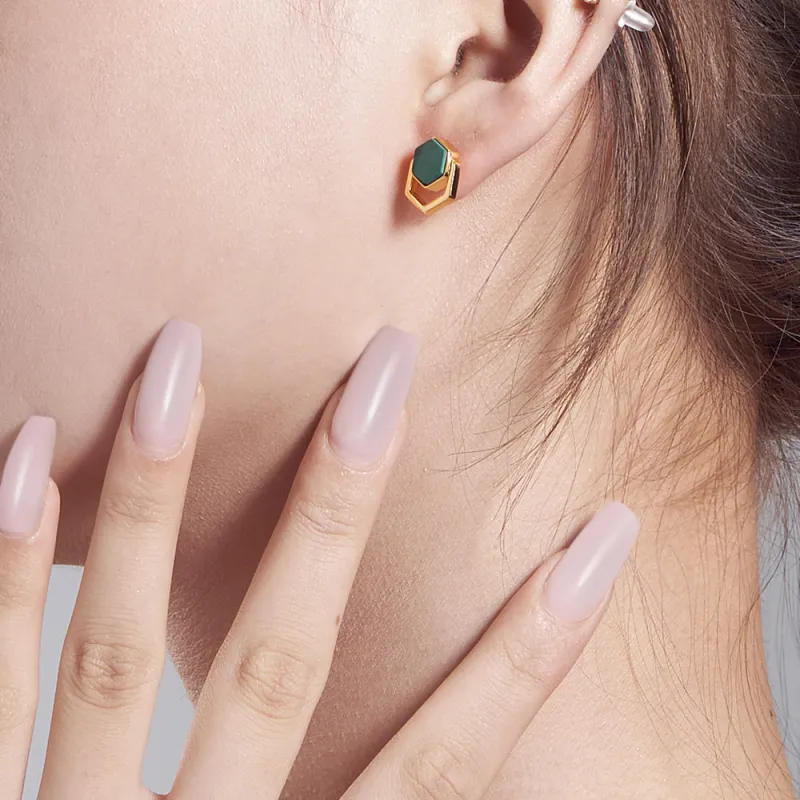 DOWER&HALL Malachite Stud Earrings Women's-1