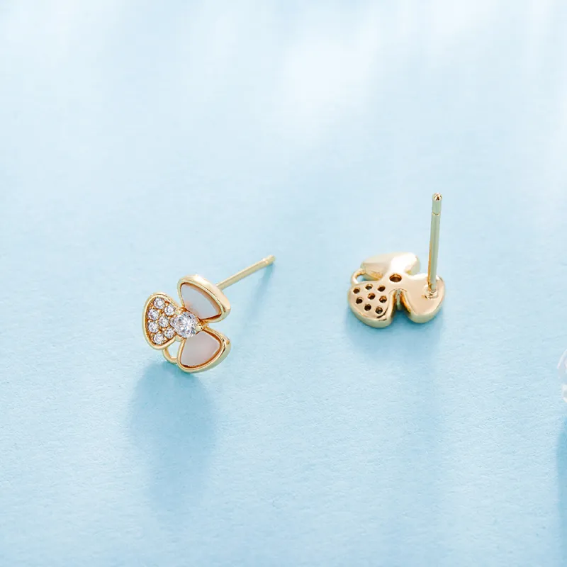 DOWER&HALL Gold Plated Copper Stud Earrings Women's-3