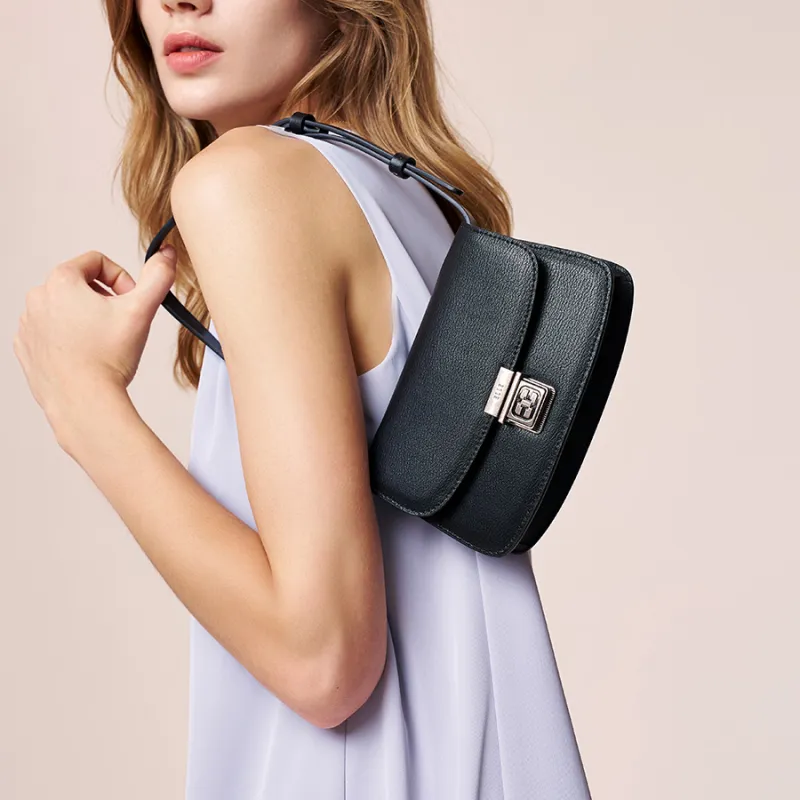ELLE Leather Saddle Bag, Shoulder Bag Small Size Women's Multicolor-14