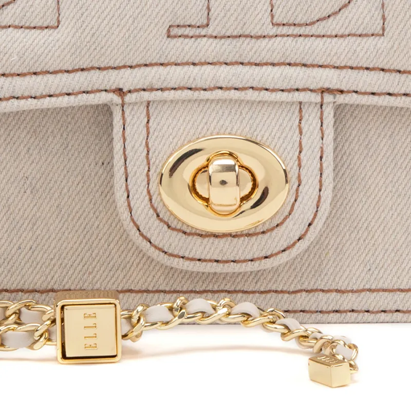 ELLE Fabric Crossbody Bag, Handbag Mini Women's Light Blue/Dark Gray/White-12
