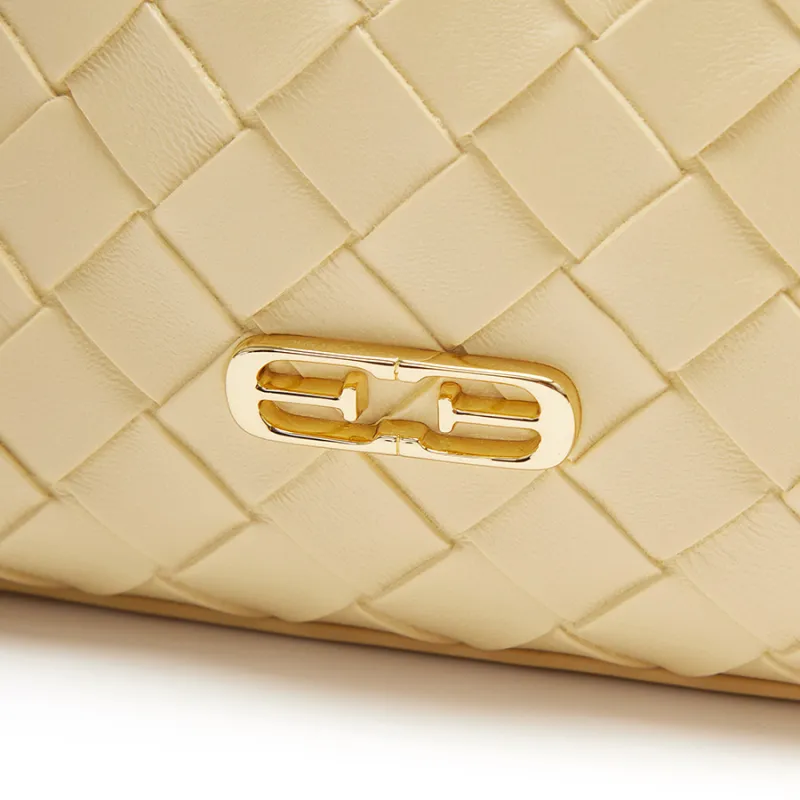 ELLE Synthetic Leather One Shoulder Handbag Women's White/Light Yellow-9